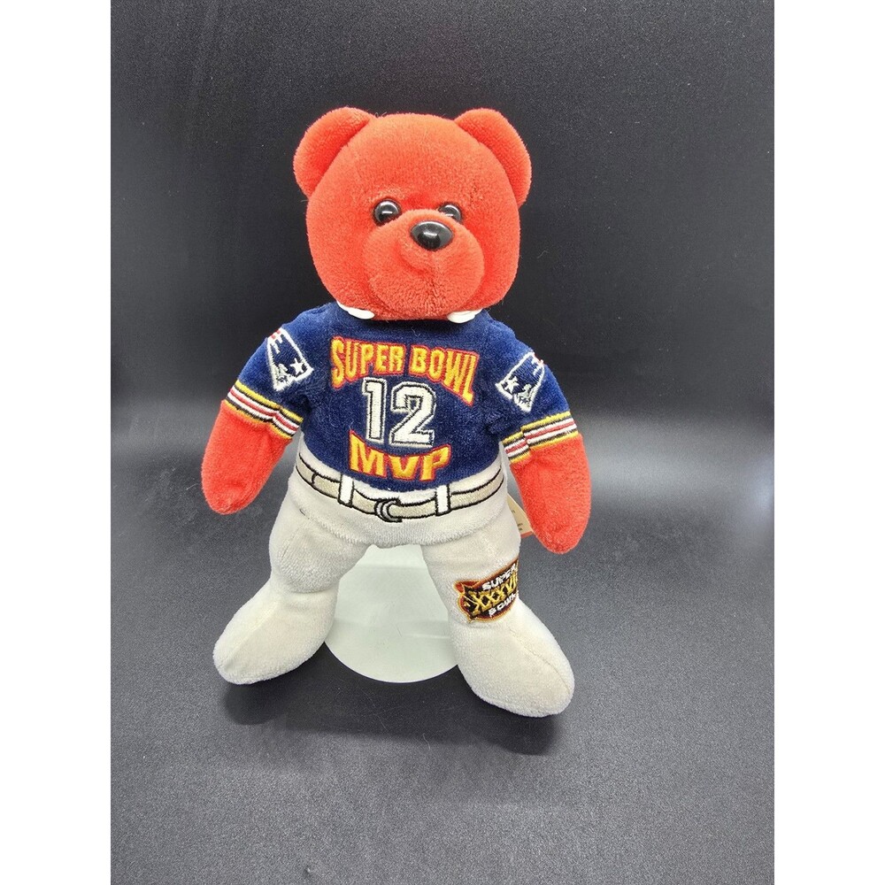 Team Beans NFL Super Bowl XXXVIII 38 Tom Brady MVP Red White Blue Bear HTF Rare